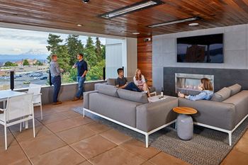 Outdoor covered community room fully equiped with entertainment and lounging
